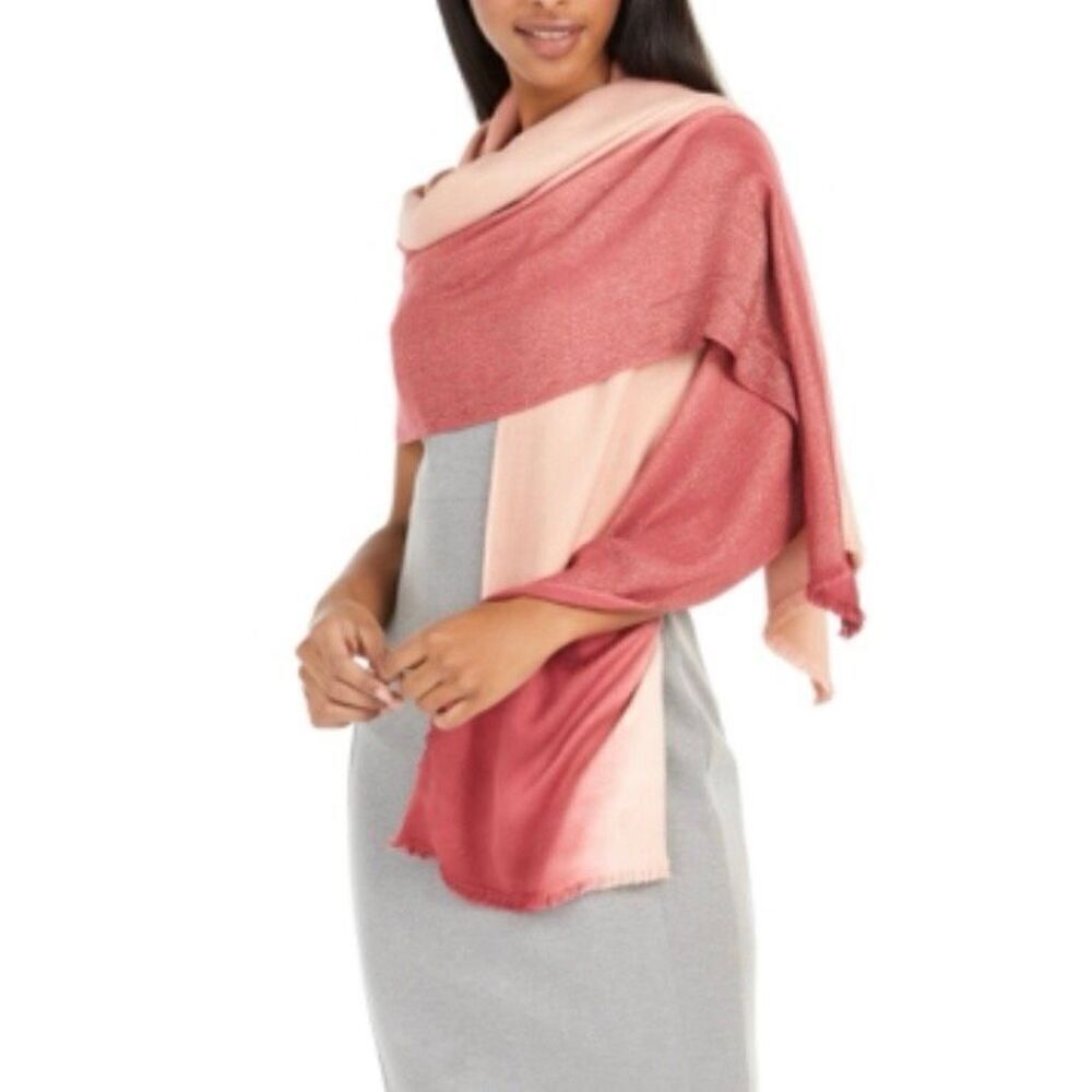 INC International Concepts Women Ombre Shine Pashmina Scarf Wrap Wine New
